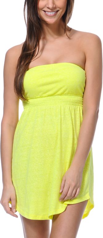 Empyre Girls Neon Yellow Strapless Dress