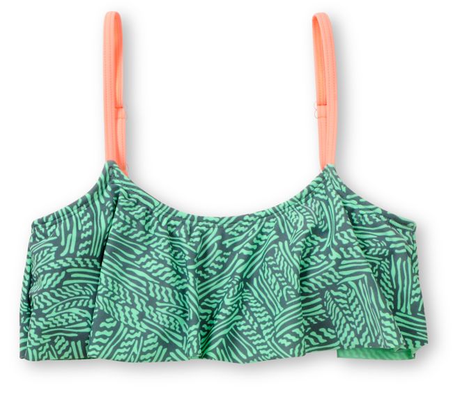 Malibu Warrior Dance Mint Flounce Bikini Top