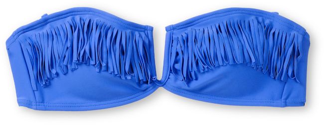 Malibu Candy Coated Blue Fringe Bandeau Bikini Top