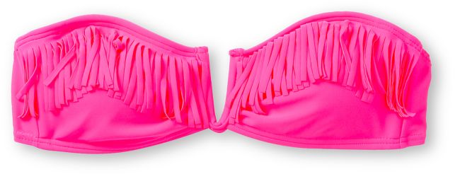 Malibu Candy Coated Pink Fringe Bandeau Bikini Top