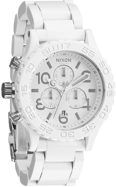 Nixon 42-20 White & Silver Chronograph Watch
