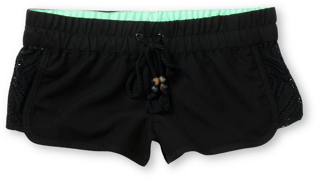 Empyre Girls Lyria Crochet Inset Black & Mint Board Shorts