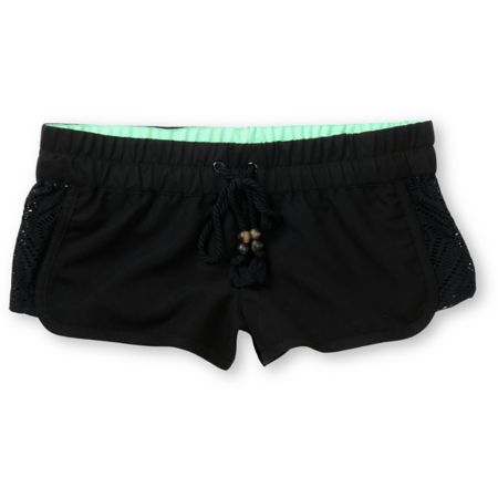 Empyre Girls Lyria Crochet Inset Black & Mint Board Shorts