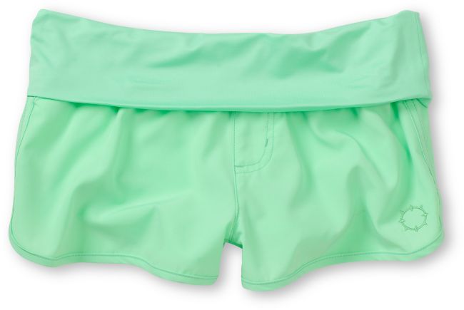 Empyre Girls Sundial Neon Mint Roll Waist Board Shorts