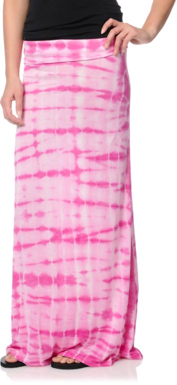 Billabong Midway Luv Pink Tie Dye Maxi Skirt