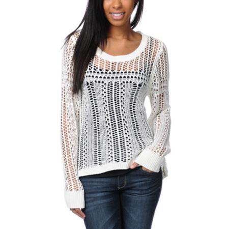 Billabong Girls Liv For Luv Natural Open Knit Sweater