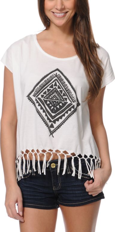 Billabong Let Go White Fringe Tank Top