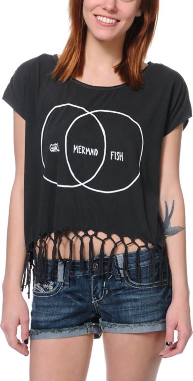 Billabong Let Go Black Fringe Tank Top