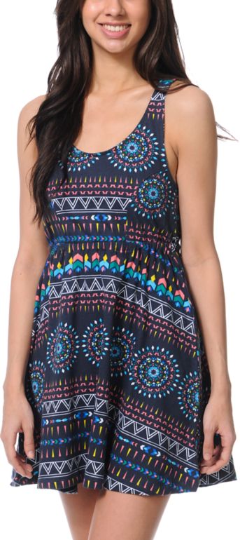 Element Sabine Lace Back Navy Tank Dress