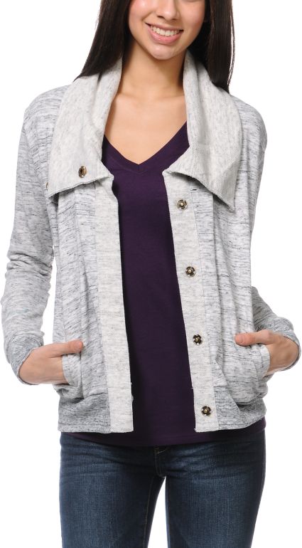 Element Libra Space Dyed Lace Back Cardigan Sweater