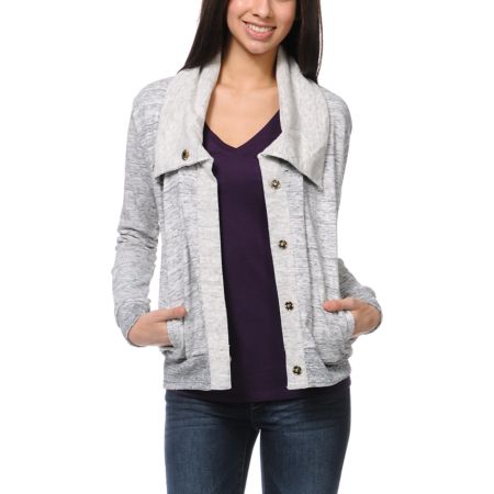 Element Libra Space Dyed Lace Back Cardigan Sweater