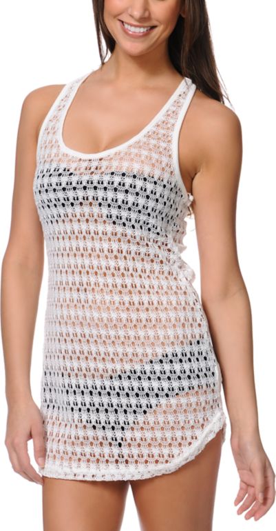 Empyre Girls White Crochet Tank Dress