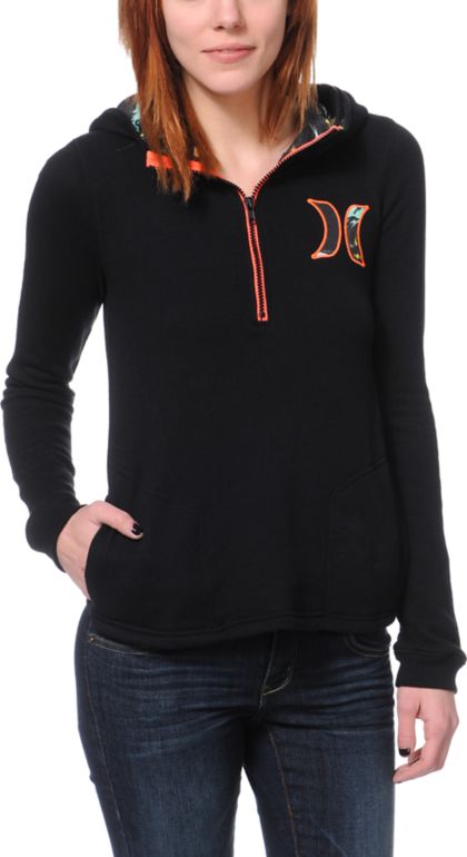 Hurley Girls Twin Falls Half Zip Pullover Hoodie