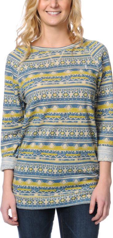 Obey Echo Mountain Tribal Print Crew Neck Sweatshirt