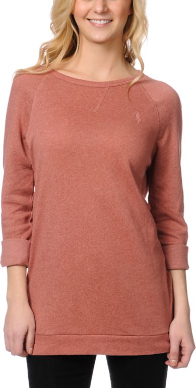 Obey Echo Mountain Rust Red Crew Neck Sweatshirt