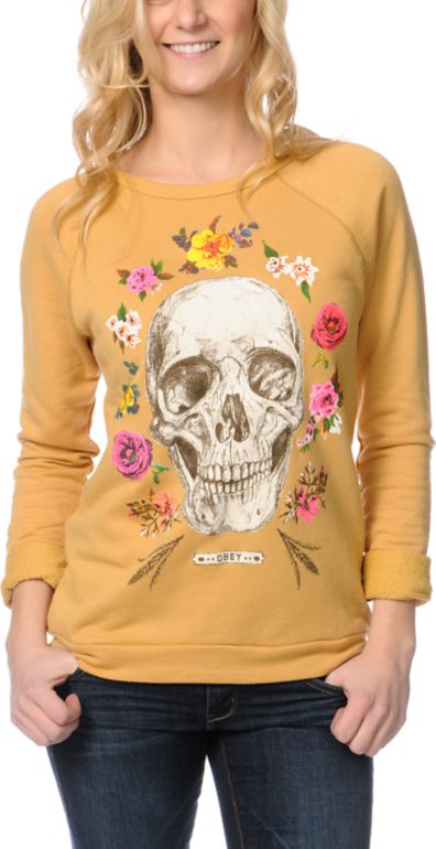 Obey Reincarnation Amber Gold Echo Crew Neck Sweatshirt