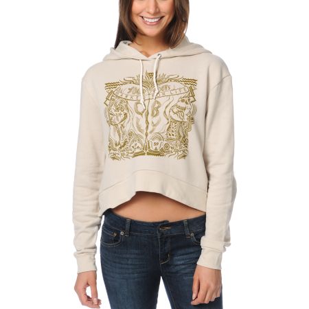 Obey Marked For Life Beige Dolman Pullover Hoodie
