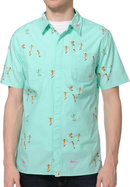 Altamont Skatebirds Mint Button Up Shirt
