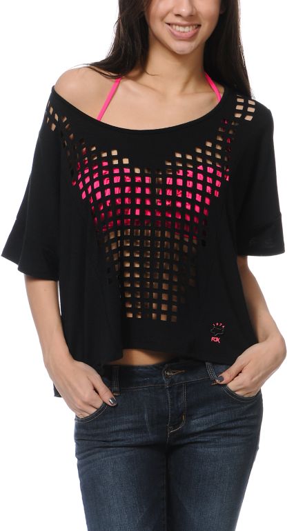 Fox Girls Eye Opener Laser Cut Dolman Top