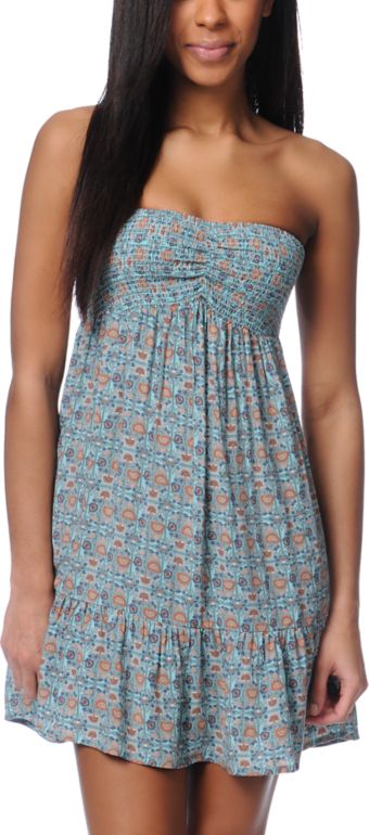 ONeill Spring Time Print Woven Strapless Dress