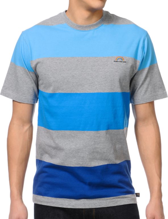The Hundreds Mader Grey & Blue Striped Tee Shirt