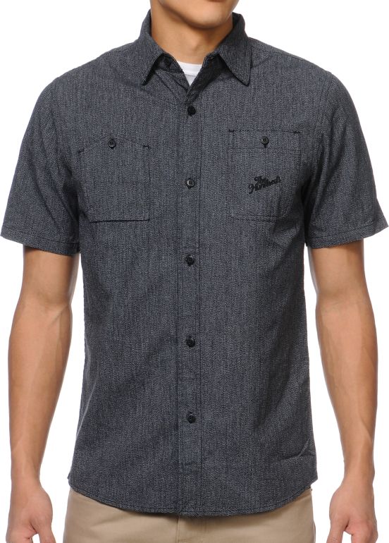 The Hundreds Dahlia Black Short Sleeve Button Up Shirt