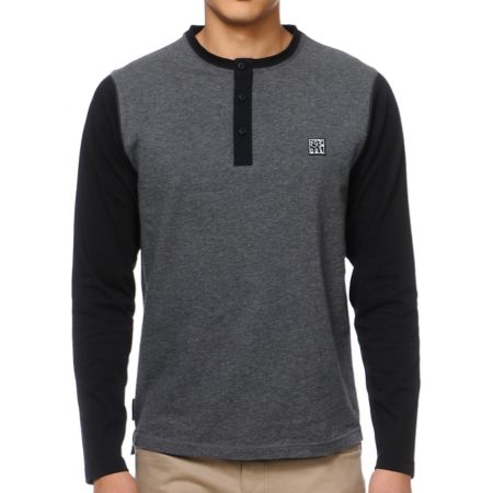 The Hundreds Aspen Charcoal Henley Baseball Shirt
