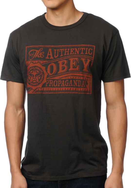 Obey Authentic Antique Charcoal Tee Shirt