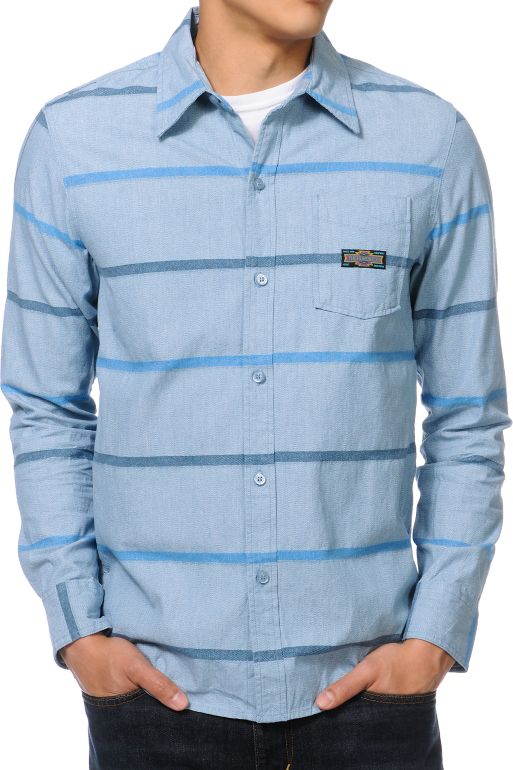 The Hundreds Wheat Blue Stripe Woven Button Up Shirt