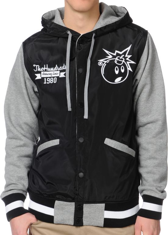 The Hundreds Reloaded Black & Grey Varsity Jacket