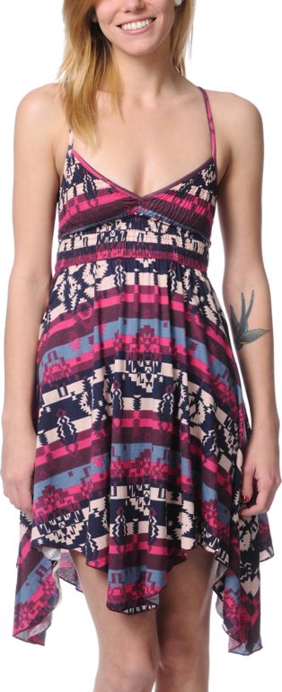 Billabong Preston Brick Red Tribal Print Dress