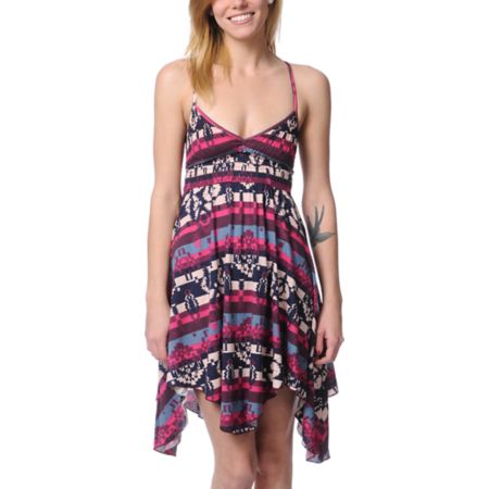 Billabong Preston Brick Red Tribal Print Dress