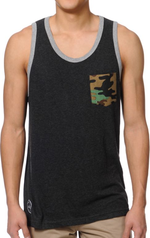 Matix JJ Charcoal & Camo Pocket Tank Top