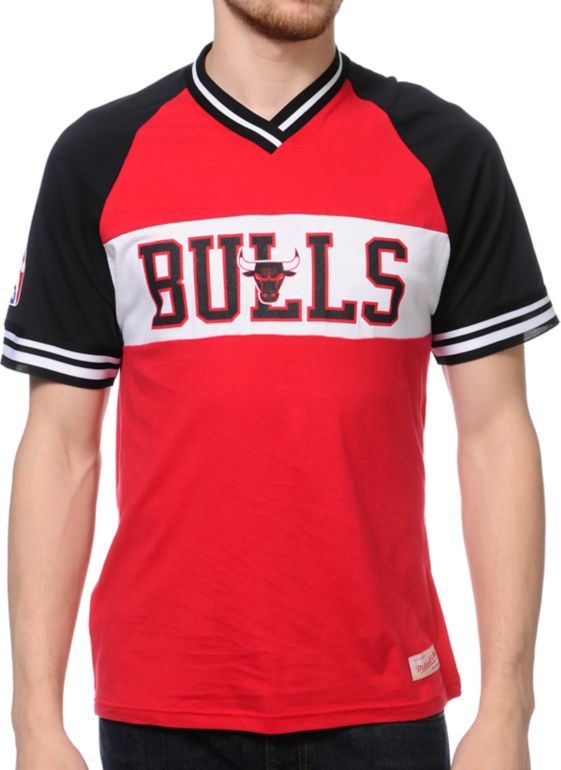 Mitchell and Ness Bulls Substitution Red Knit Tee Shirt