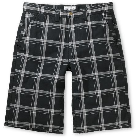 Free World Party On Black Plaid Twill Shorts