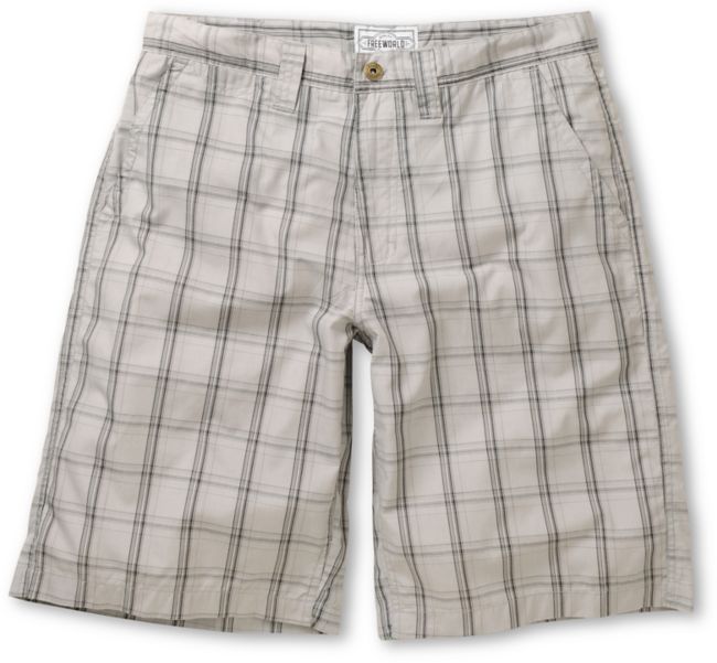 Free World Monitor Light Grey Plaid Chino Shorts