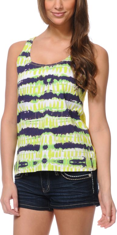 Element Nessa Lime Green Mesh Racerback Tank Top
