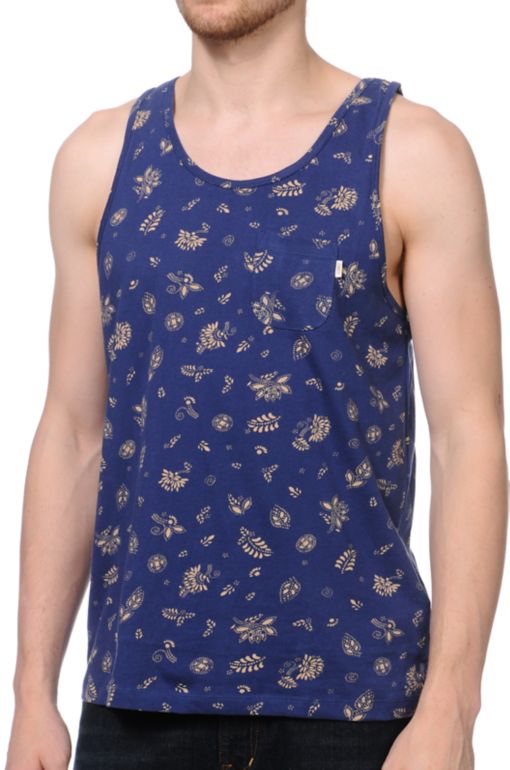 Obey Skyway Navy Print Tank Top