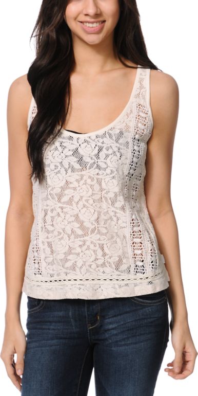 Element Shannon Natural Crochet Tank Top