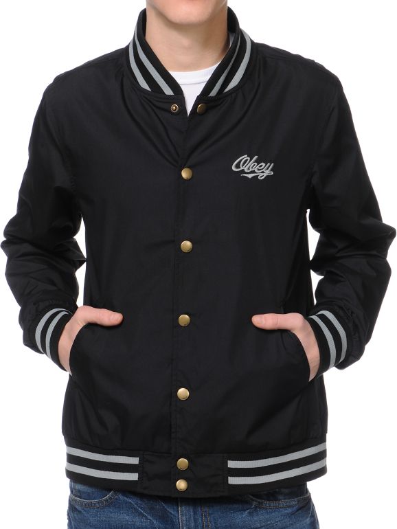 Obey Rebel Black Varsity Jacket
