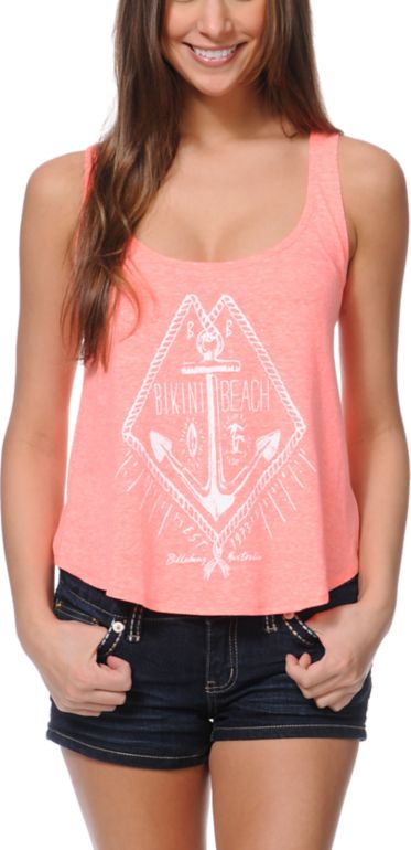 Billabong Sandy Hair Coral Keyhole Tank Top