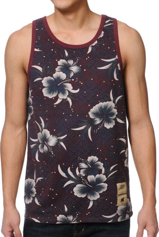 Stussy Dark Aloha Slate Print Tank Top