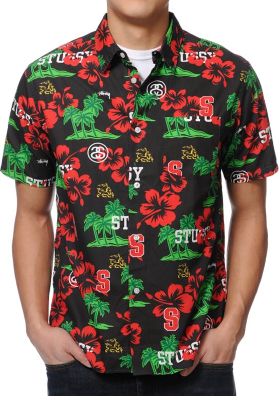 Stussy Hawaiian Sport Black Button Up Shirt