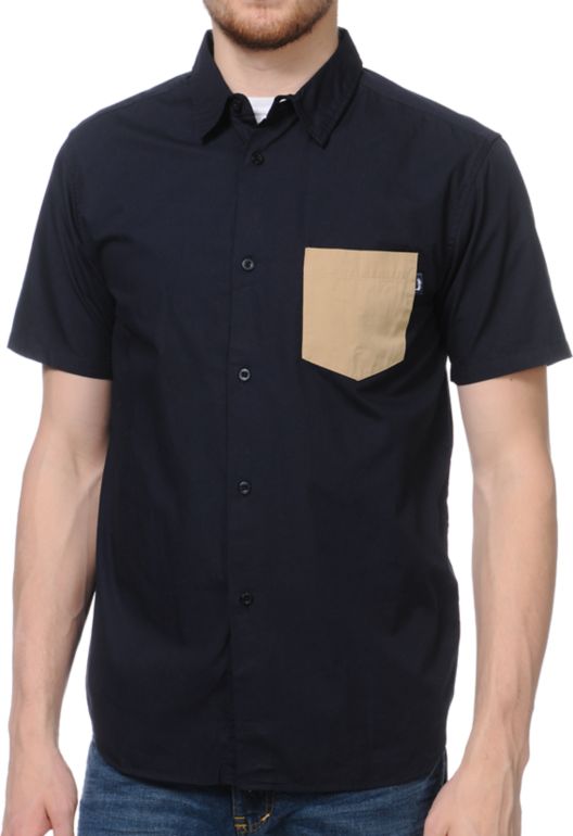 Stussy Grant Navy Woven Button Up Shirt