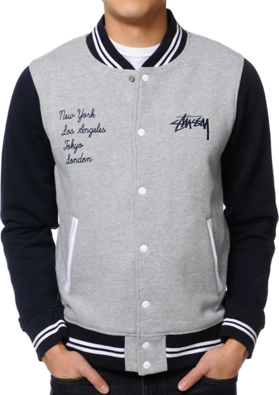 Stussy East West Navy Varsity Jacket