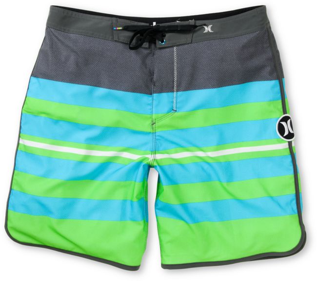 Hurley Phantom Block Party Warp Blue & Green 19 Board Shorts