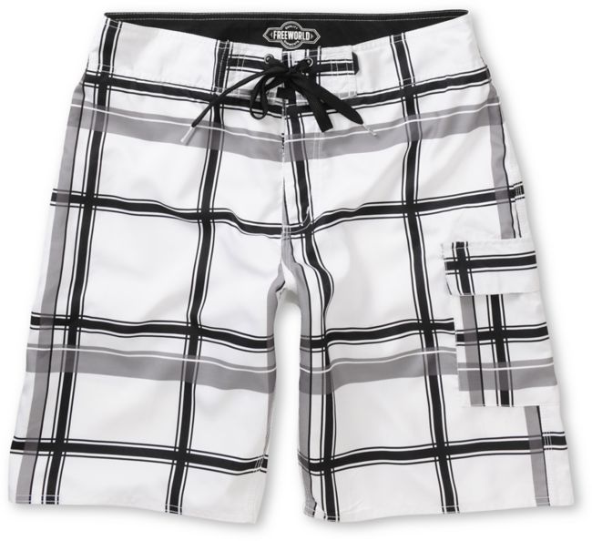 Free World Fly Guy Plaid 21 Board Short