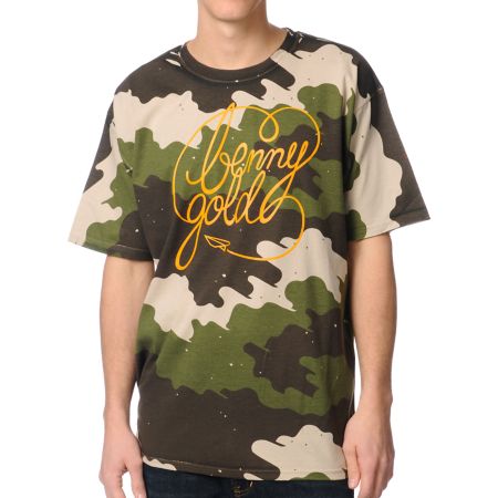 Benny Gold Fog Camo Green & Orange Tee Shirt