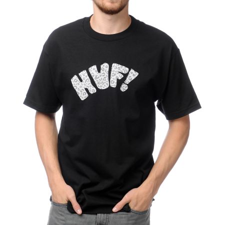 HUF Leopard Print Black Tee Shirt