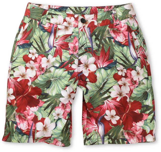 Empyre Herbaceous Red Floral Print Hybrid Shorts